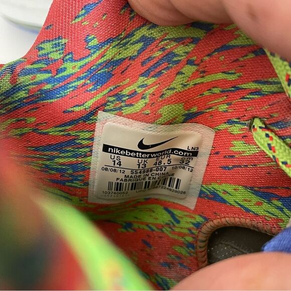 Nike KD Splatter Men’s Gray and Neon Sneakers Size 14 Style #554988-007 main image 12